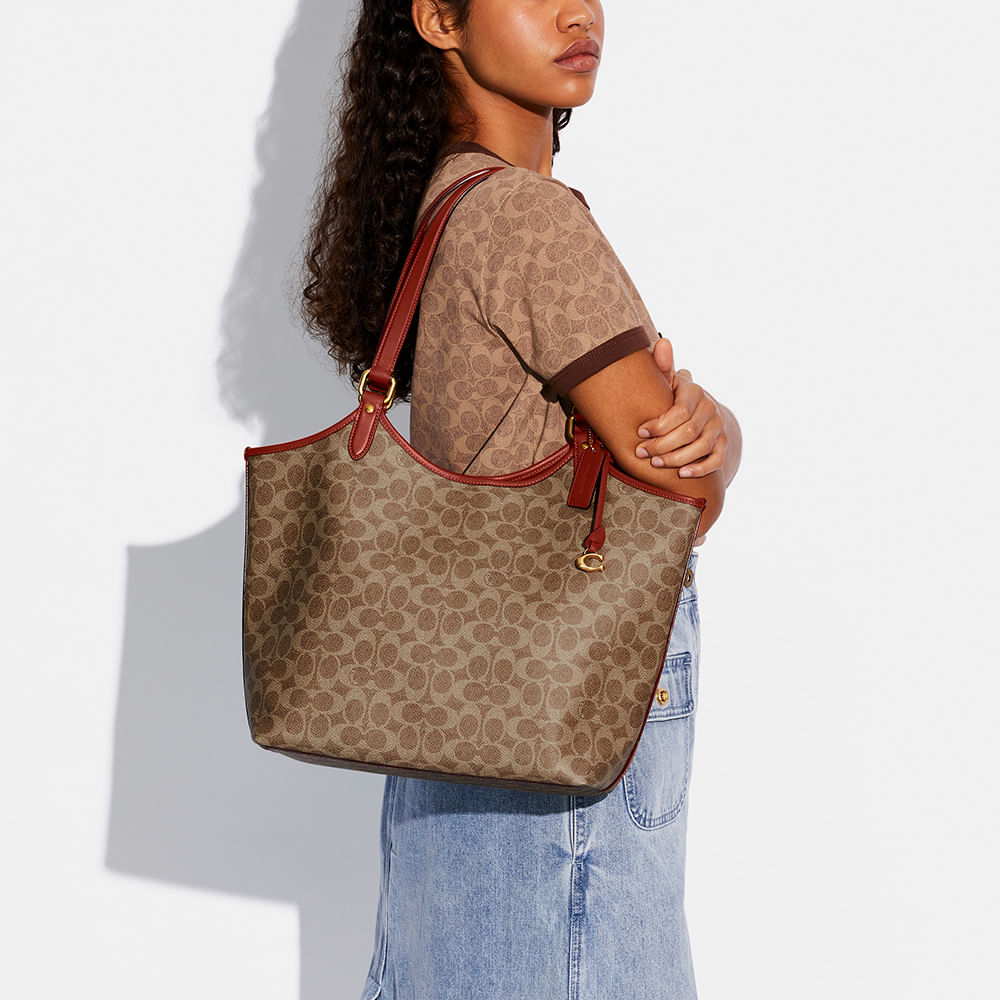 Bolsa Day Tote Signature Coach Marrom - coach