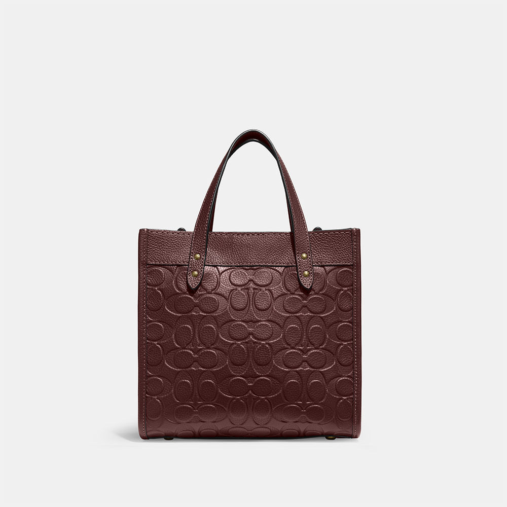 Bolsa Field Tote 22 Signature Coach Vinho - coach