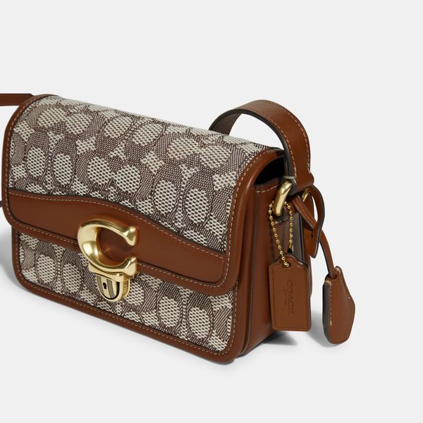 Bolsa Studio Shoulder Bag 19 Jacquard Signature Coach Marrom coach