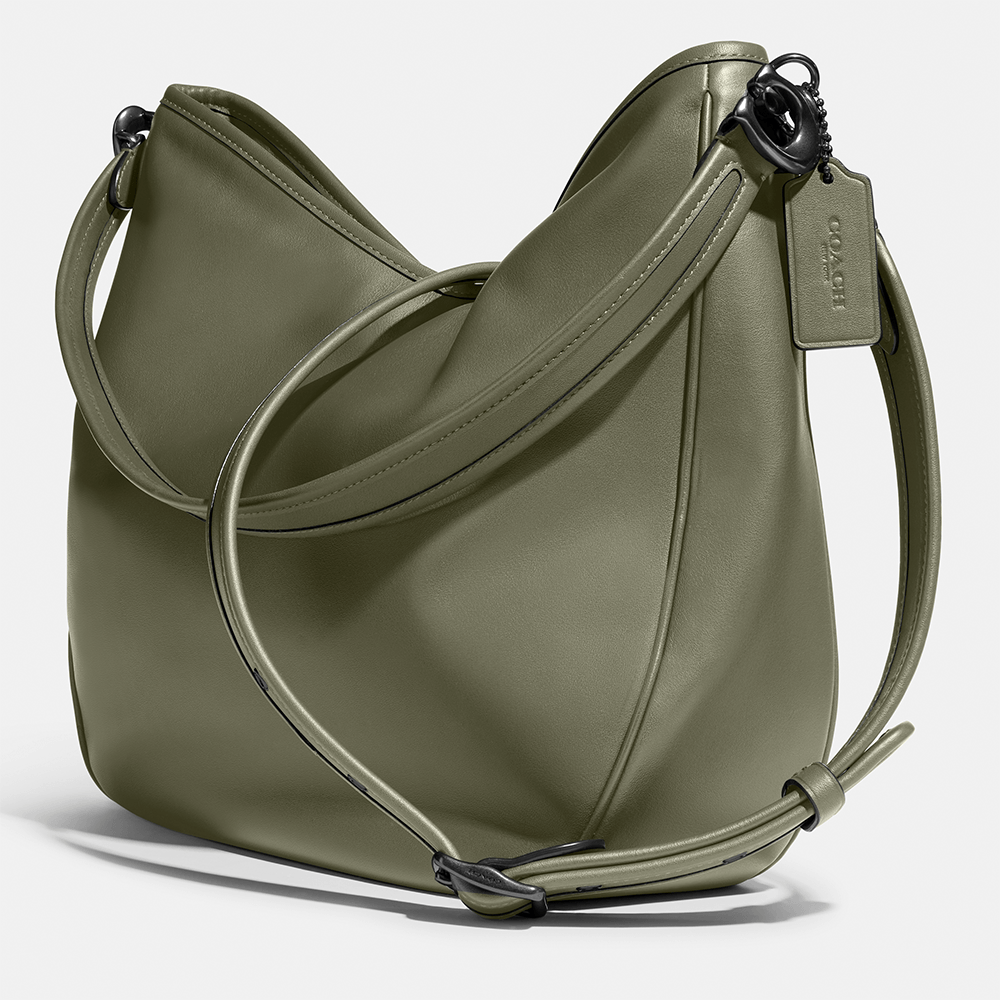 Coach on sale army green soft leather tote bag