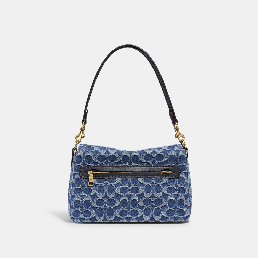 Bolsa Soft Tabby Signature Denim Coach Azul - coach