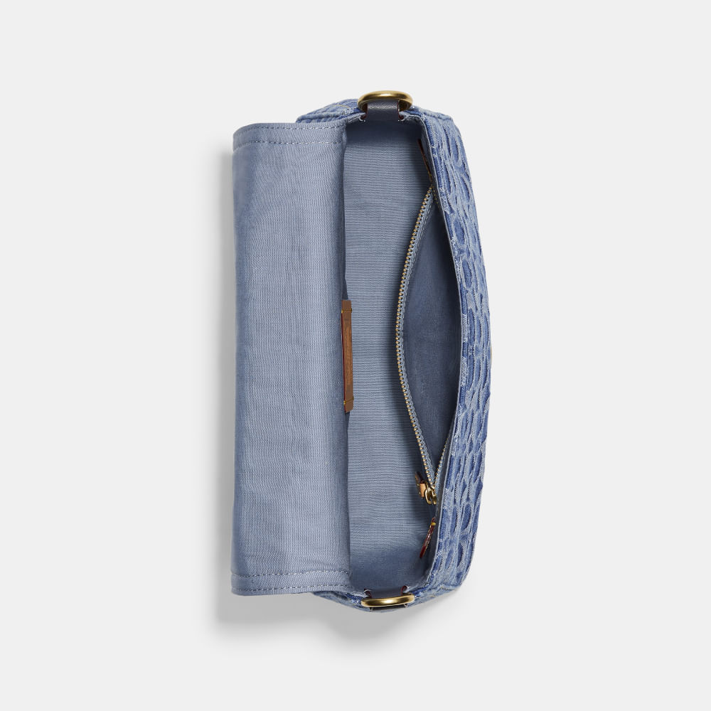Bolsa Soft Tabby Signature Denim Coach Azul - coach