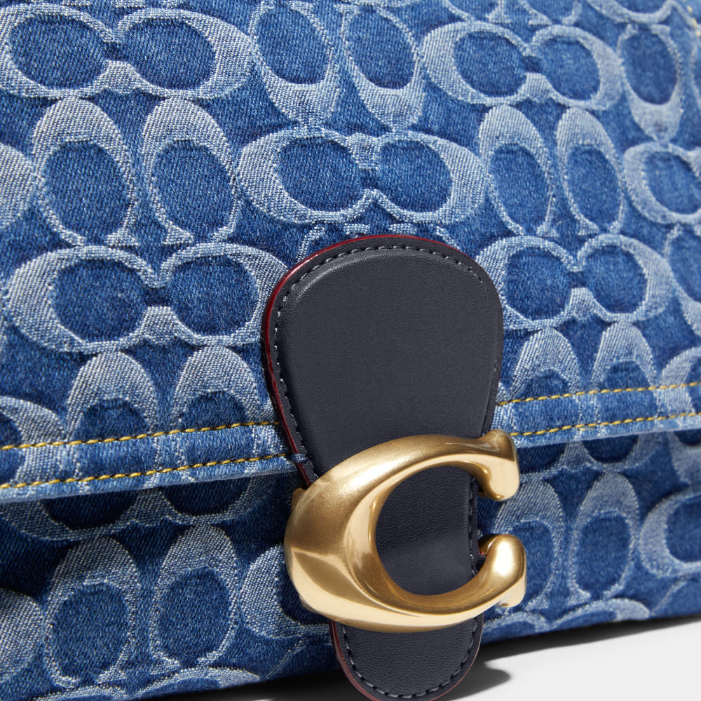 Bolsa Soft Tabby Signature Denim Coach Azul - coach