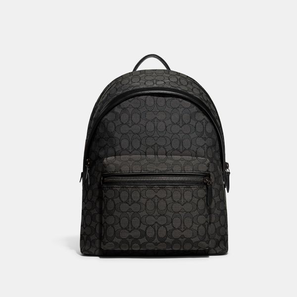 Mochila Charter Backpack In Signature Jacquard Coach - Preto