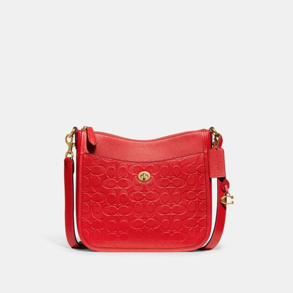 Bolsa Chaise Crossbody Signature Leather Coach - Vermelho