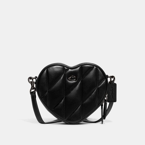 Bolsa Heart Crossbody Quilting Coach - Preto