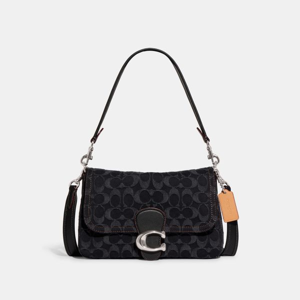 Bolsa Soft Tabby Shoulder Signature Coach - Preto