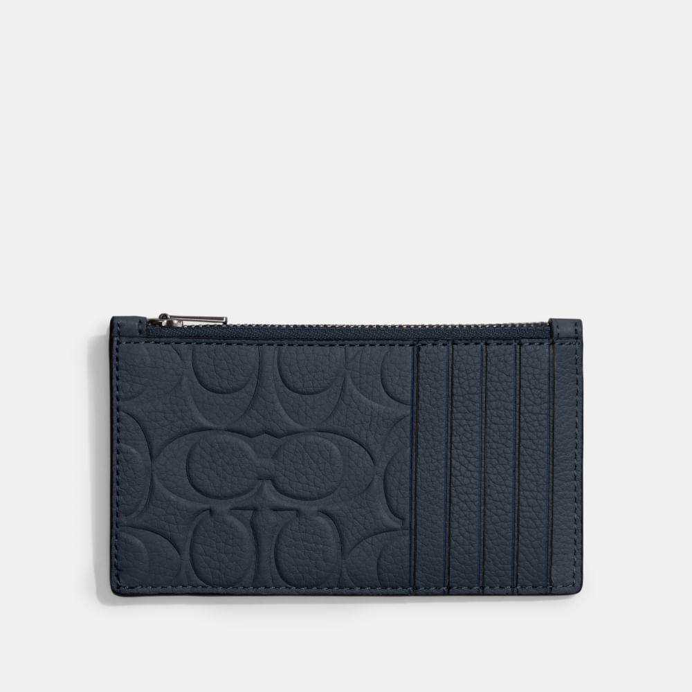 Porta-Cartões Zip Signature Coach Azul - coach