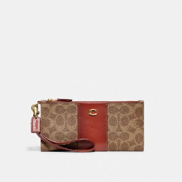 Carteira Double Zip Signature Coach - Marrom