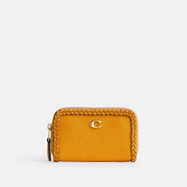 Carteira Small Zip Around Com Trançado Coach - Amarelo