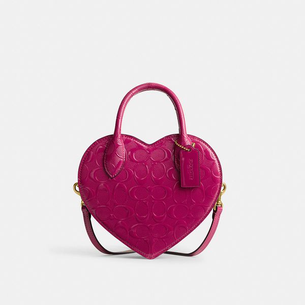 Bolsa Heart Signature Leather Coach - Rosa