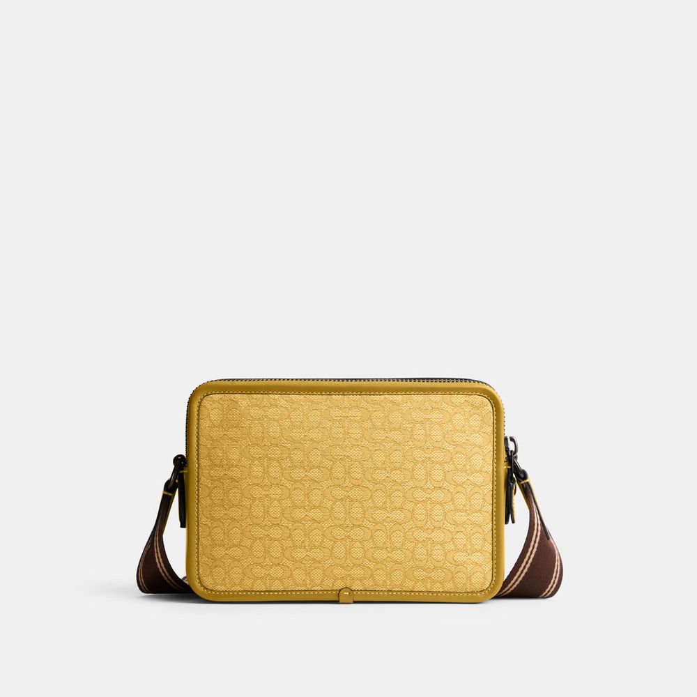 Bolsa Charter Crossbody 24 Micro Signature Jacquard Coach Amarelo