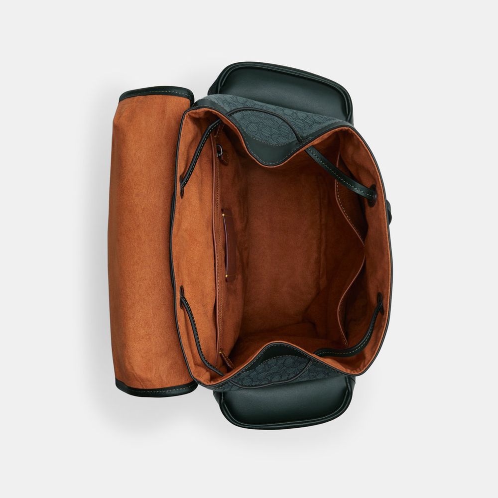 Mochila Hitch Micro Signature Jacquard Coach Verde - coach