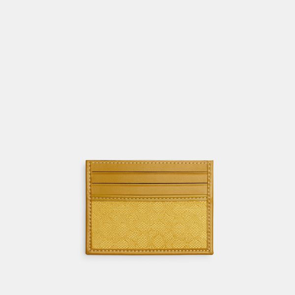 Porta-cartões Flat Micro Signature Jacquard Coach - Amarelo