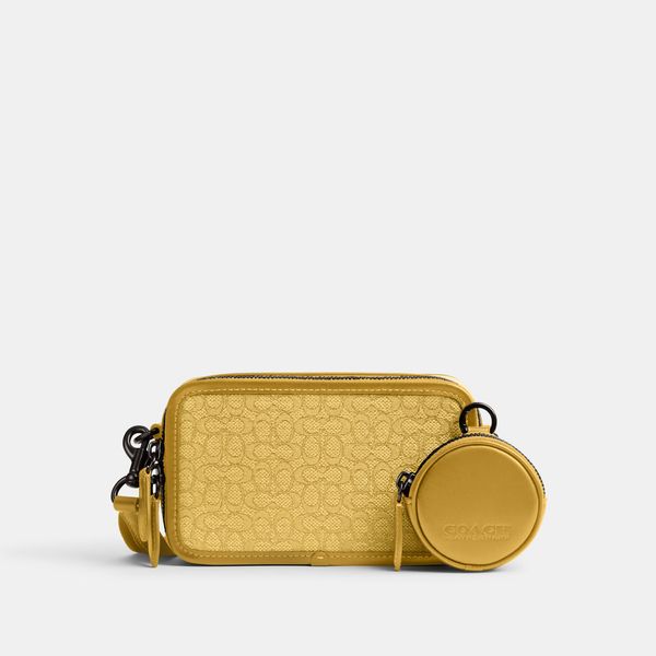 Bolsa Charter Slim Crossbody Micro Signature Jacquard Coach - Amarelo