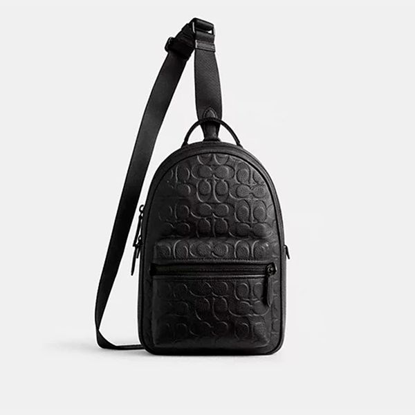 Mochila Charter Pack Signature Leather Coach - Preto