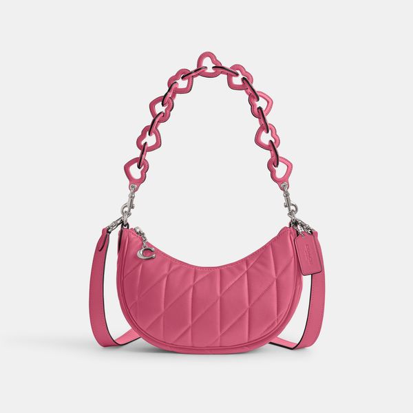 Bolsa Mira Shoulder Pillow Quilting And Heart Strap Coach - Rosa