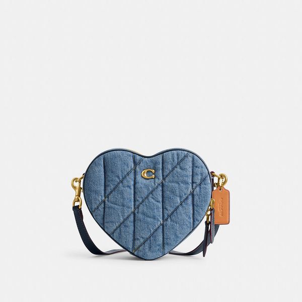 Bolsa Heart Crossbody Quilting Denim Coach - Azul