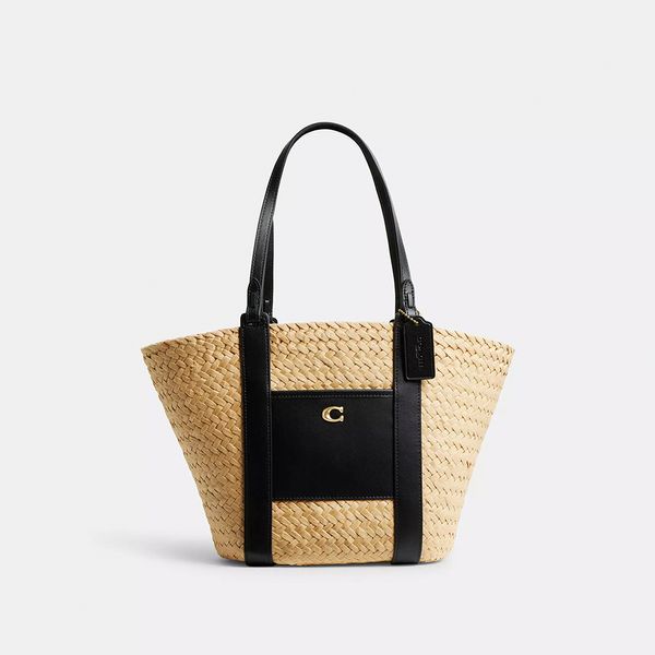 Bolsa Small Straw Pocket Tote Coach - Bege