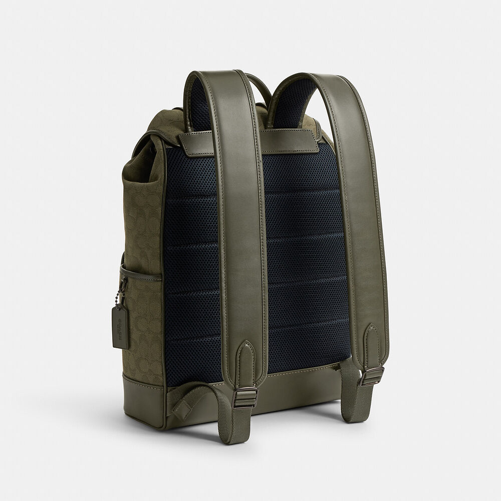 Mochila League Flap Signature Jacquard Coach - coach