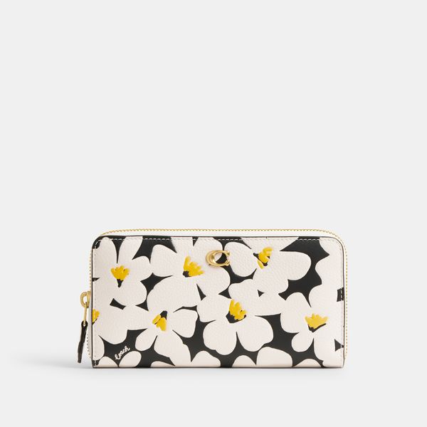 Carteira Accordion Zip with Floral Print Coach - Off White