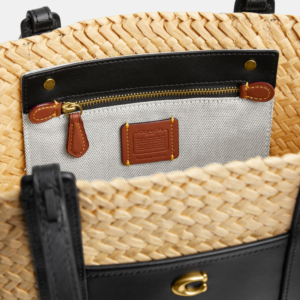 Bolsa Small Straw Pocket Tote Coach - coach