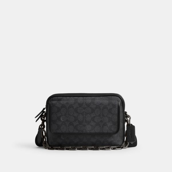 Bolsa Charter Flap Crossbody 24 Signature Coach - Cinza Signature