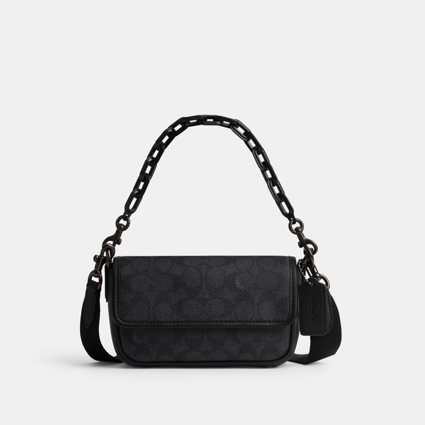 Bolsa Charter Flap Crossbody 18 Signature Coach - Cinza