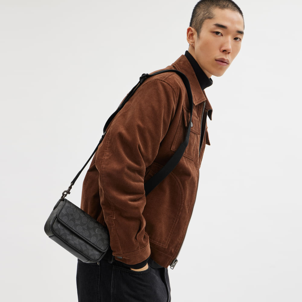 Bolsa Charter Flap Crossbody 18 Signature Coach - coach