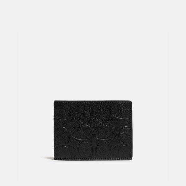 Carteira Slim Billfold Signature Leather Coach - Preto