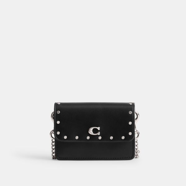 Porta-Cartões Essential Half Flap With Rivets Coach - Preto