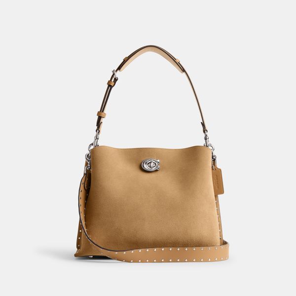 Bolsa Willow Shoulder With Rivets Coach - Bege