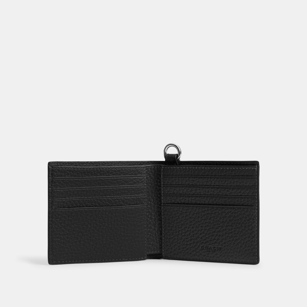 Carteira Double Billfold with Chain Coach Preto - coach