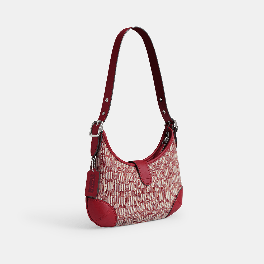 Bolsa Hamptons Hobo Signature Jacquard Vermelho - coach