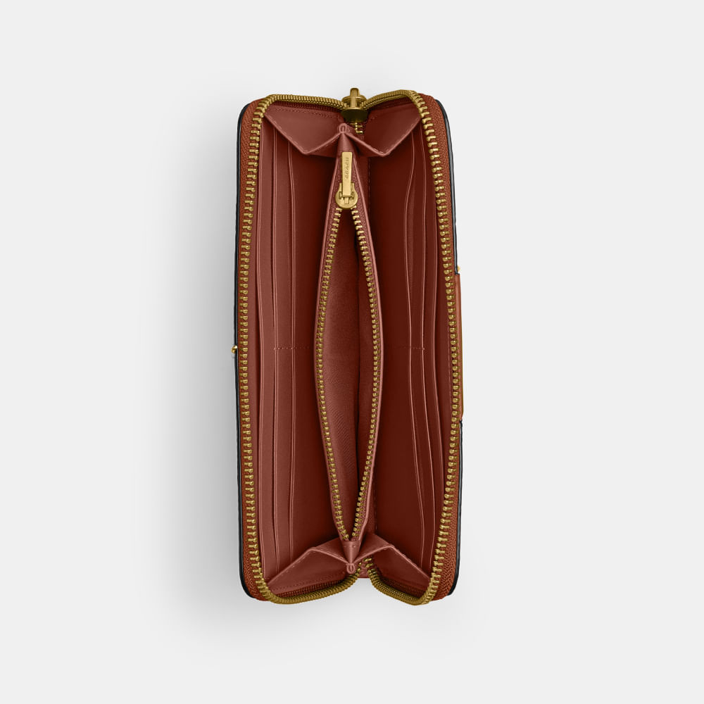 Carteira Essential Slim Accordion Zip Signature Coach Marrom - coach
