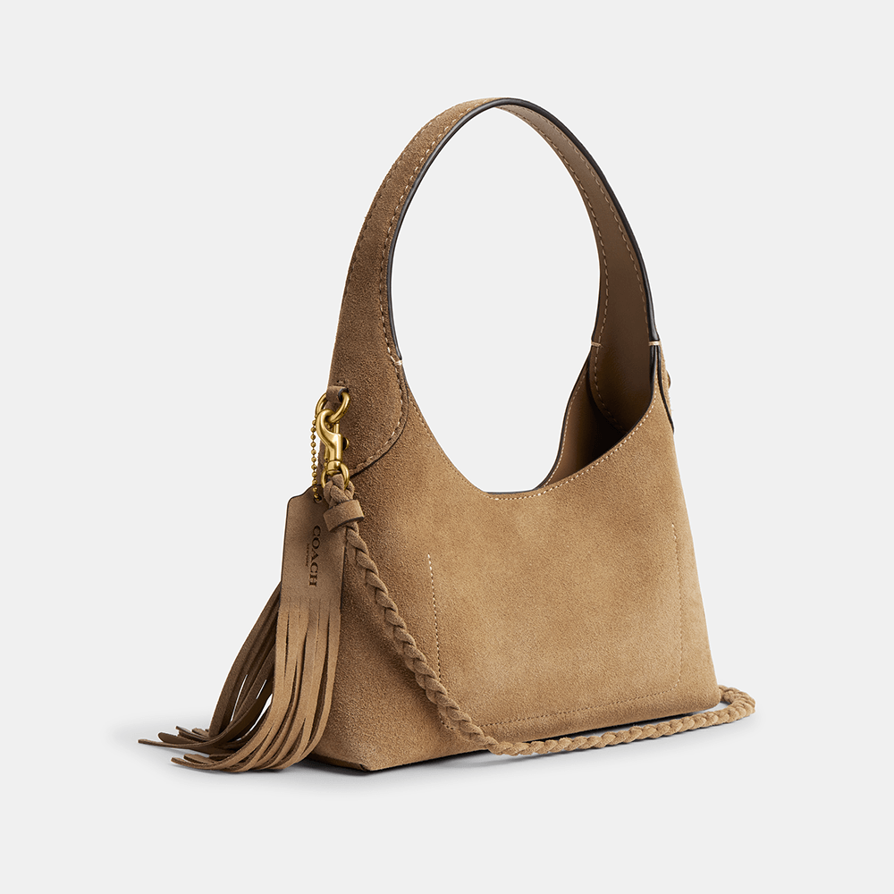 Bolsa Brooklyn Shoulder 23 Suede With Fringe Coach Bege - coach