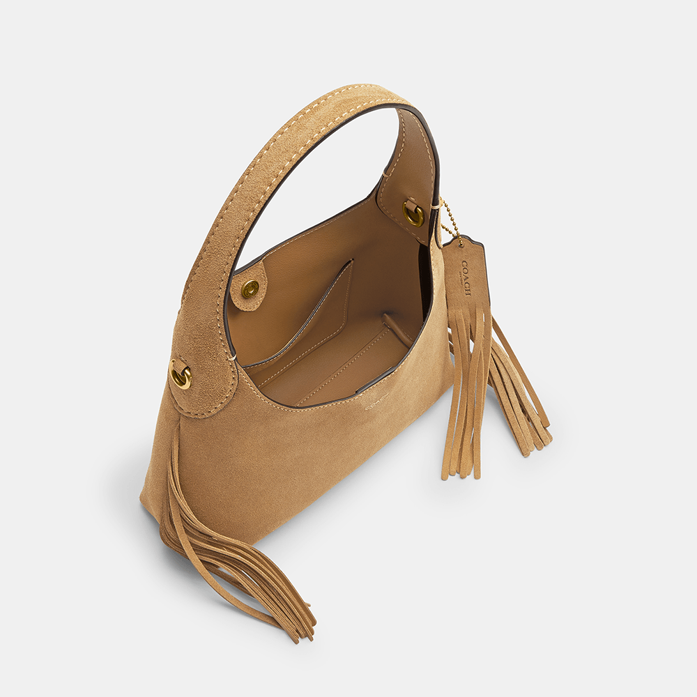 Bolsa Brooklyn Shoulder 23 Suede With Fringe Coach Bege - coach