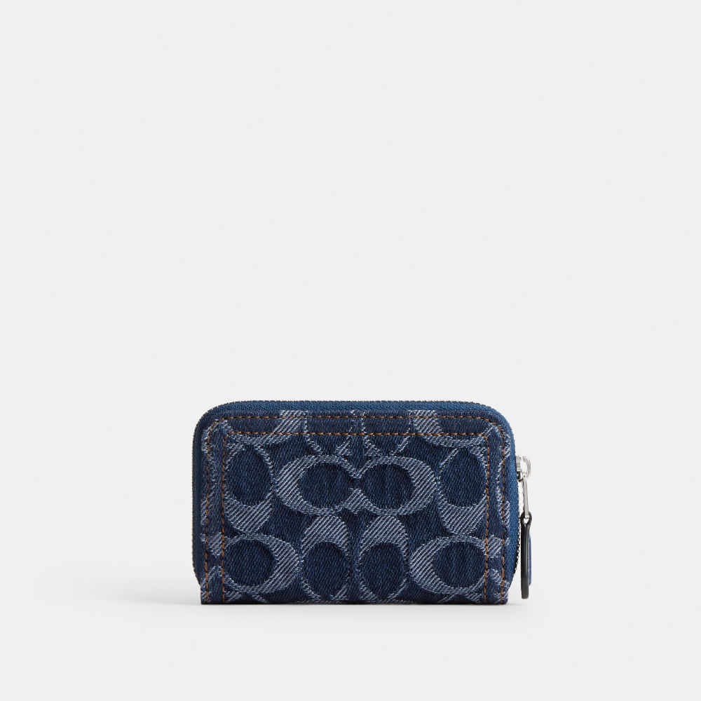 Porta-Cartões Essential Small Zip Around Signature Denim Coach - coach