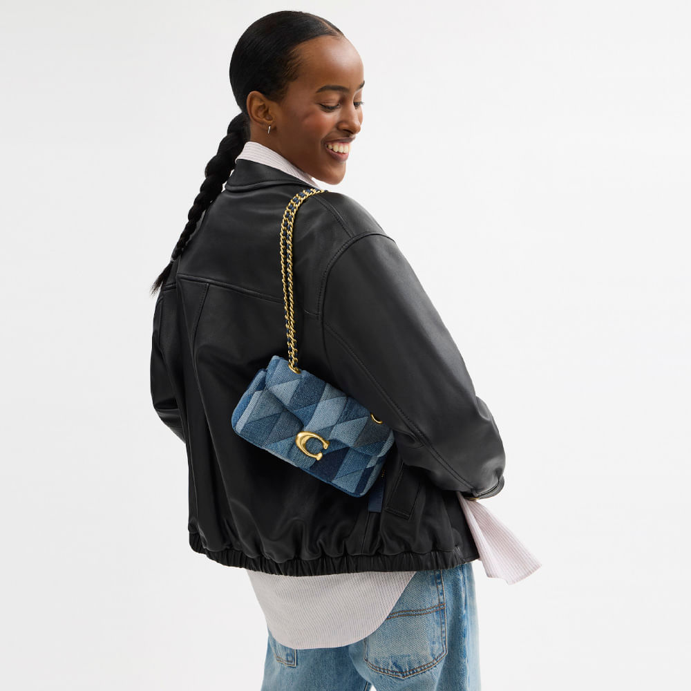 Bolsa Tabby Shoulder 20 Patchwork Quilting Coach Azul - coach