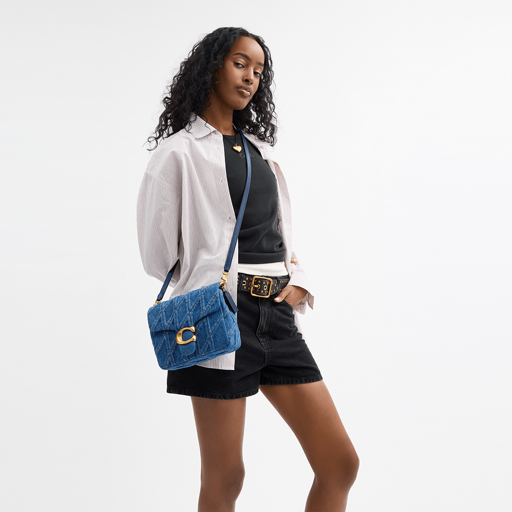 Bolsa Times Square Tabby Shoulder Denim With Quilting Coach Azul