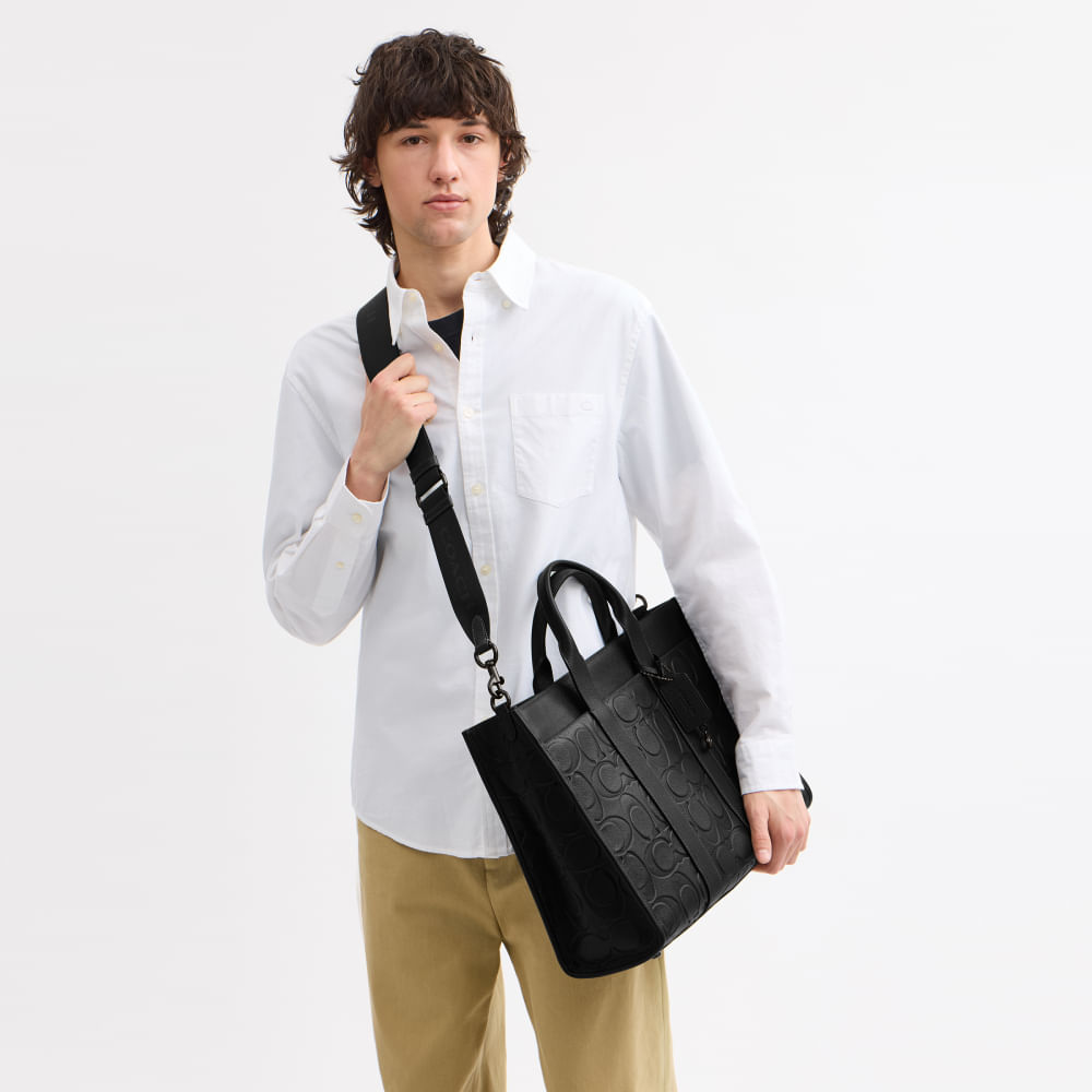 Bolsa Wesley Tote Maxi Signature Leather Coach Preto - coach