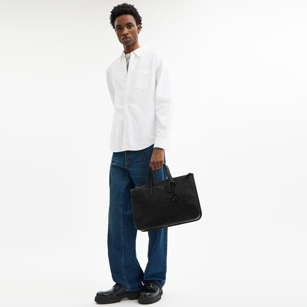 Pasta Isaac Workbag Maxi Signature Coach Preto - coach