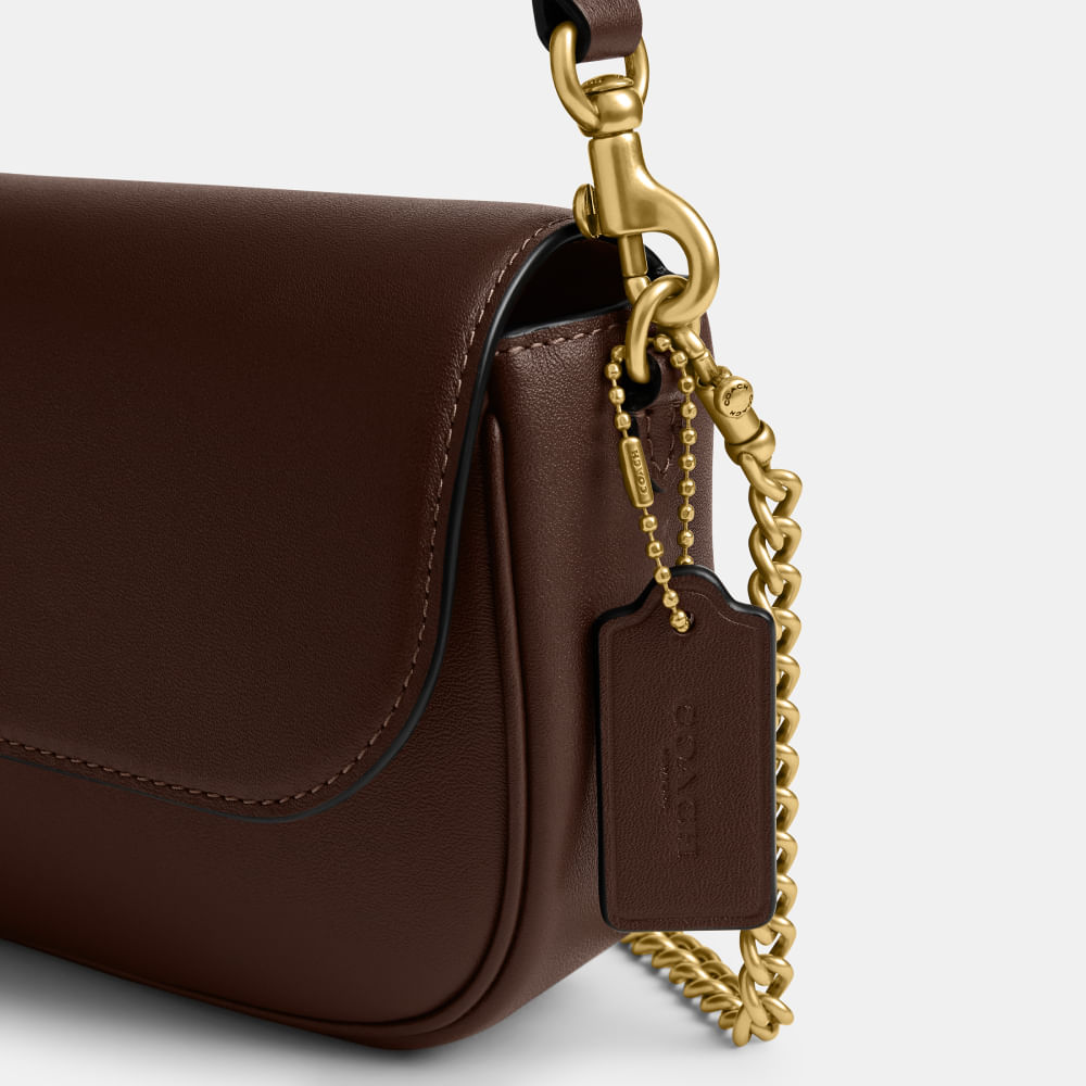 Bolsa Brook Flap Chain Coach Marrom Escuro - coach