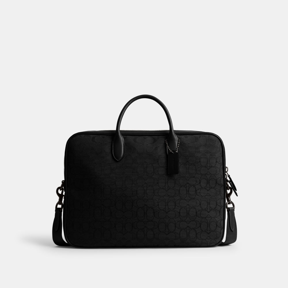 Pasta Theo Work Bag Signature Jacquard Coach Preto - coach