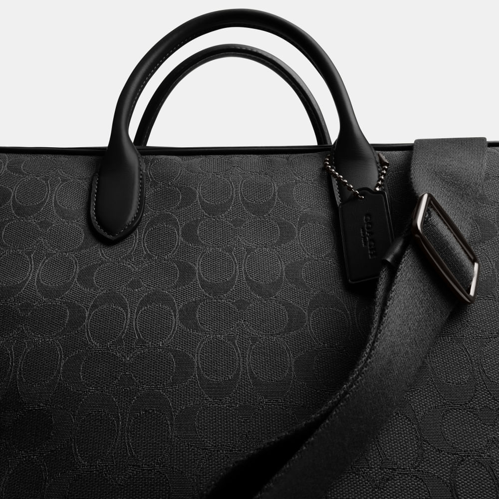 Pasta Theo Work Bag Signature Jacquard Coach Preto - coach