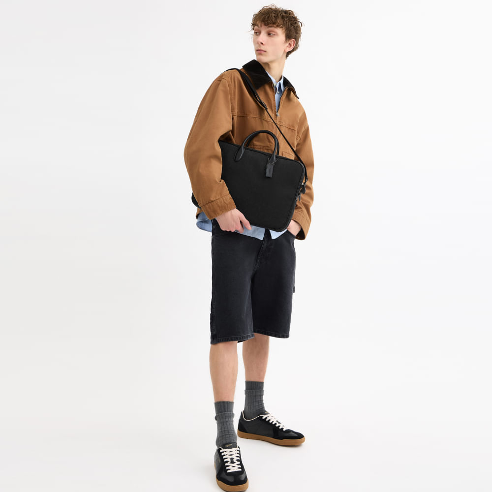 Pasta Theo Work Bag Signature Jacquard Coach Preto - coach