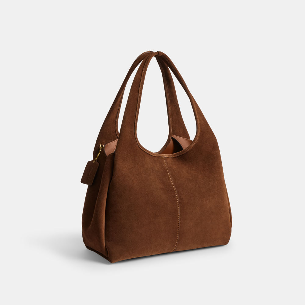 Bolsa Lana Shoulder Suede Coach Marrom - coach