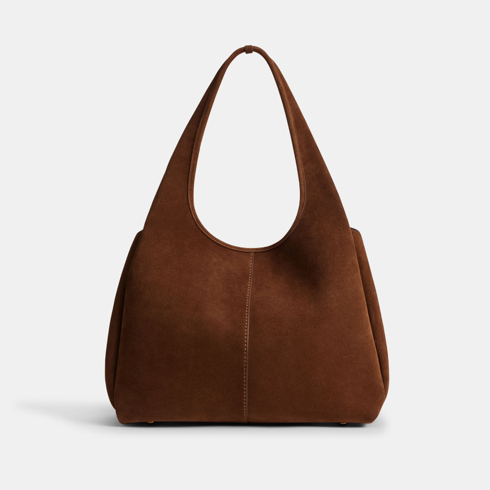 Bolsa Lana Shoulder Suede Coach Marrom - coach
