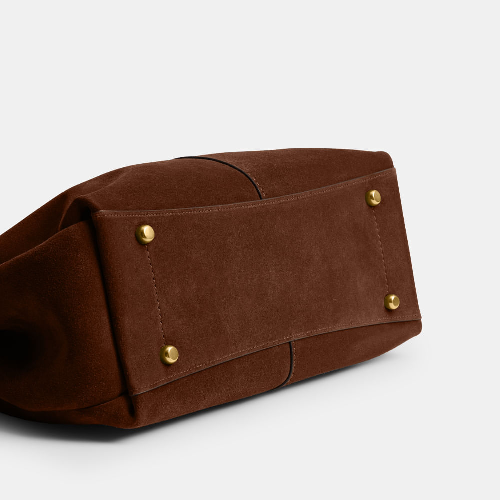 Bolsa Lana Shoulder Suede Coach Marrom - coach