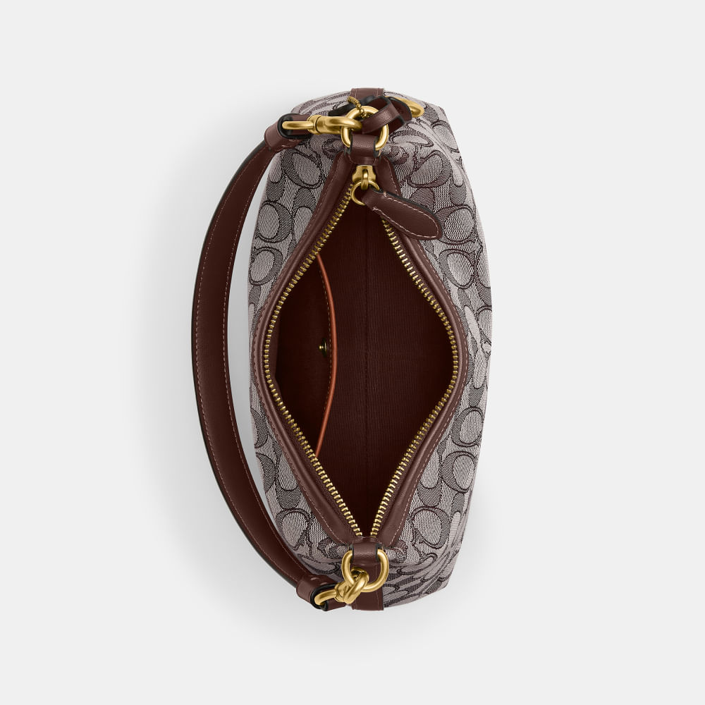 Bolsa Juliet Shoulder 25 Signature Jacquard Coach Marrom Escuro